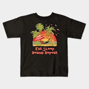 Eat Sleep Beach Repeat Kids T-Shirt